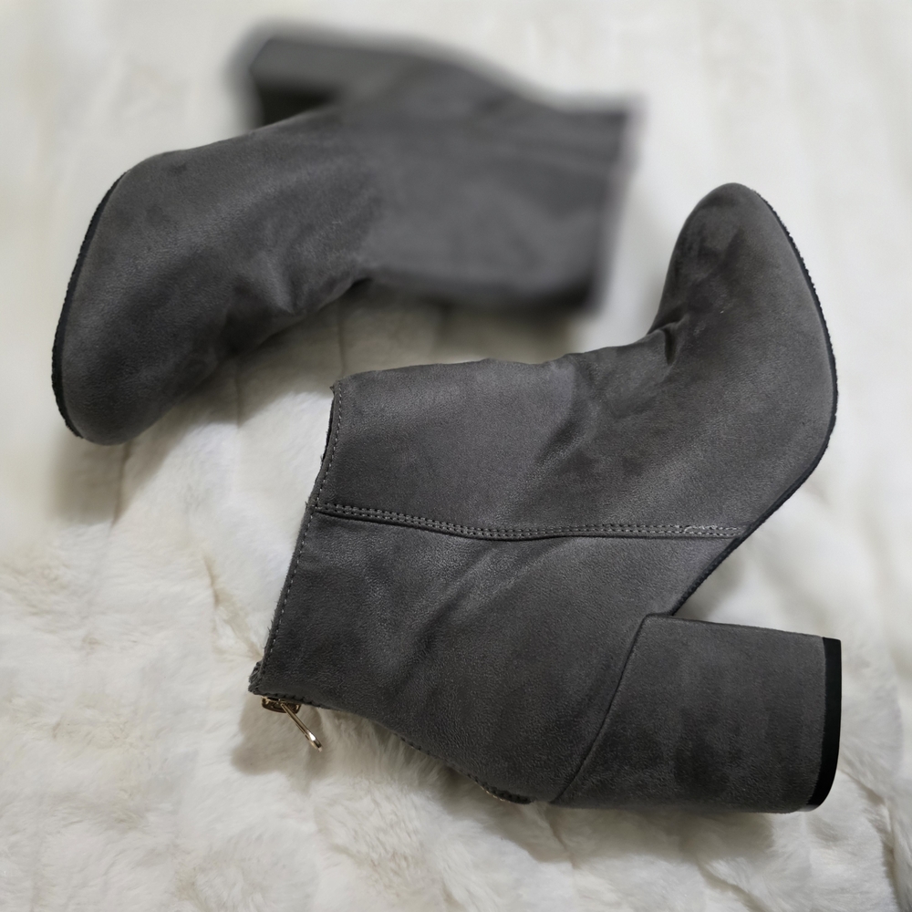 Gray Ultra Suede Ankle Boots Size 8 1/2